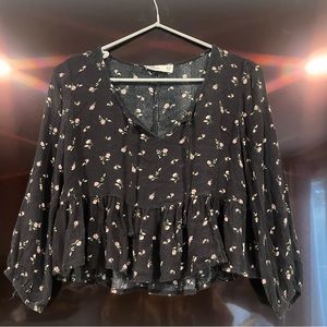 Hollister blouse Black with flowers